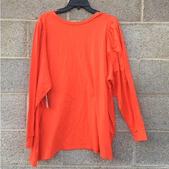 Torrid 4 Super Soft Women's Orange Slub Jersey Long Puff Sleeve T-Shirt 4X NWT - Picture 8 of 11